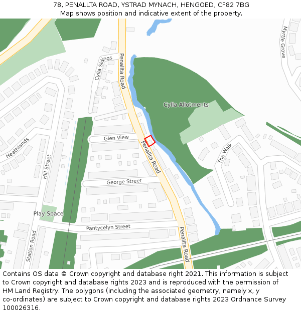78, PENALLTA ROAD, YSTRAD MYNACH, HENGOED, CF82 7BG: Location map and indicative extent of plot