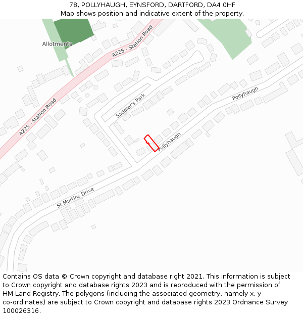 78, POLLYHAUGH, EYNSFORD, DARTFORD, DA4 0HF: Location map and indicative extent of plot