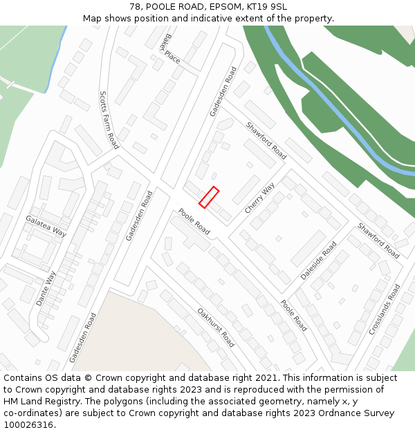 78, POOLE ROAD, EPSOM, KT19 9SL: Location map and indicative extent of plot