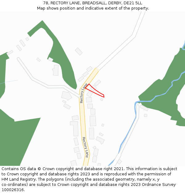 78, RECTORY LANE, BREADSALL, DERBY, DE21 5LL: Location map and indicative extent of plot