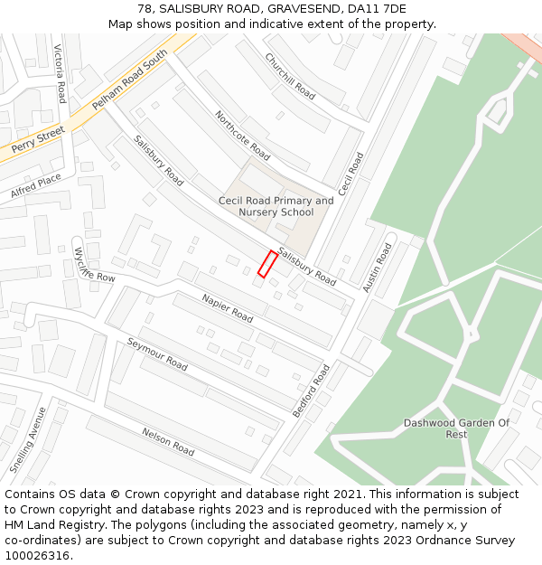 78, SALISBURY ROAD, GRAVESEND, DA11 7DE: Location map and indicative extent of plot