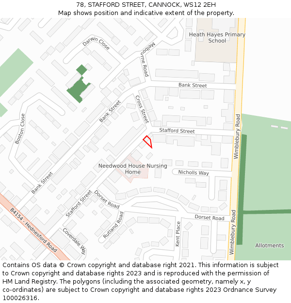 78, STAFFORD STREET, CANNOCK, WS12 2EH: Location map and indicative extent of plot