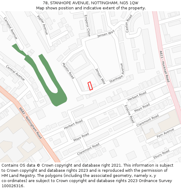 78, STANHOPE AVENUE, NOTTINGHAM, NG5 1QW: Location map and indicative extent of plot