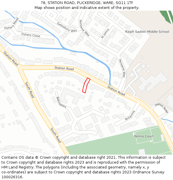 78, STATION ROAD, PUCKERIDGE, WARE, SG11 1TF: Location map and indicative extent of plot