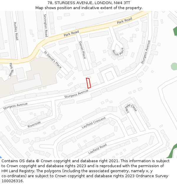 78, STURGESS AVENUE, LONDON, NW4 3TT: Location map and indicative extent of plot