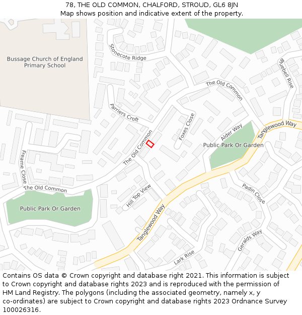 78, THE OLD COMMON, CHALFORD, STROUD, GL6 8JN: Location map and indicative extent of plot
