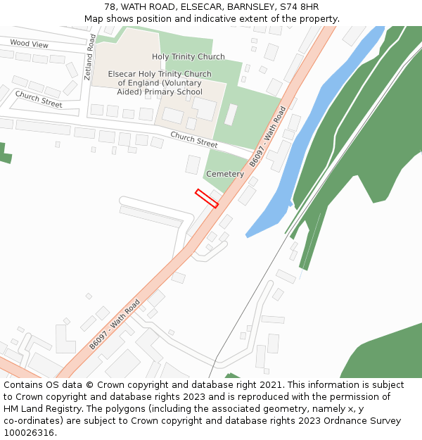 78, WATH ROAD, ELSECAR, BARNSLEY, S74 8HR: Location map and indicative extent of plot