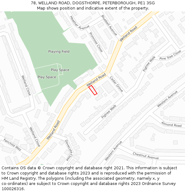 78, WELLAND ROAD, DOGSTHORPE, PETERBOROUGH, PE1 3SG: Location map and indicative extent of plot