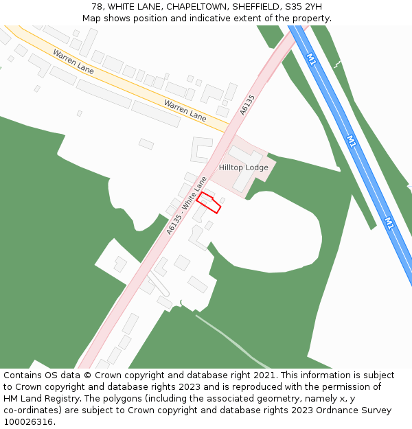 78, WHITE LANE, CHAPELTOWN, SHEFFIELD, S35 2YH: Location map and indicative extent of plot
