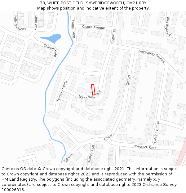 78, WHITE POST FIELD, SAWBRIDGEWORTH, CM21 0BY: Location map and indicative extent of plot