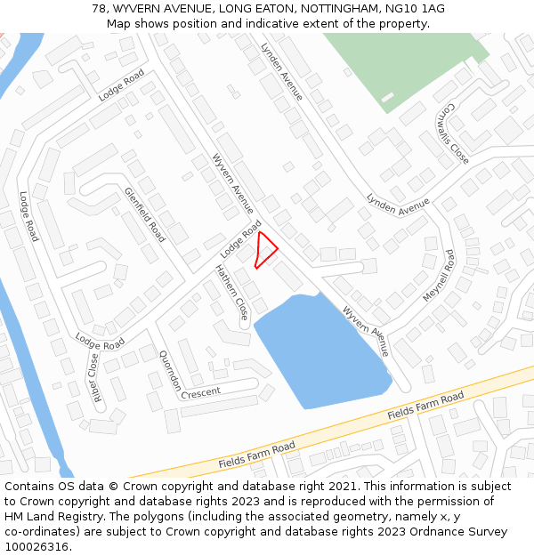 78, WYVERN AVENUE, LONG EATON, NOTTINGHAM, NG10 1AG: Location map and indicative extent of plot