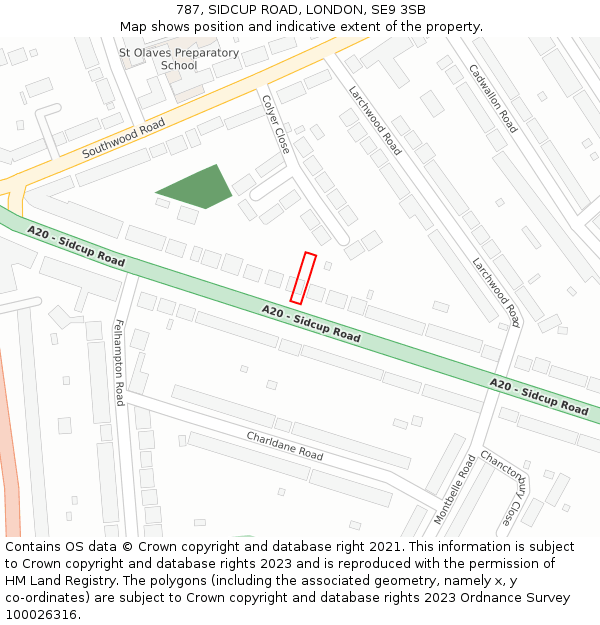 787, SIDCUP ROAD, LONDON, SE9 3SB: Location map and indicative extent of plot