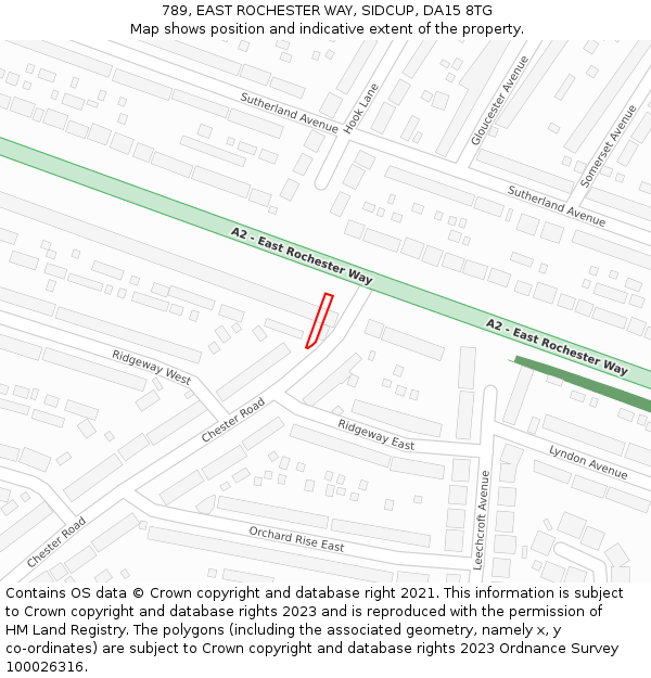 789, EAST ROCHESTER WAY, SIDCUP, DA15 8TG: Location map and indicative extent of plot