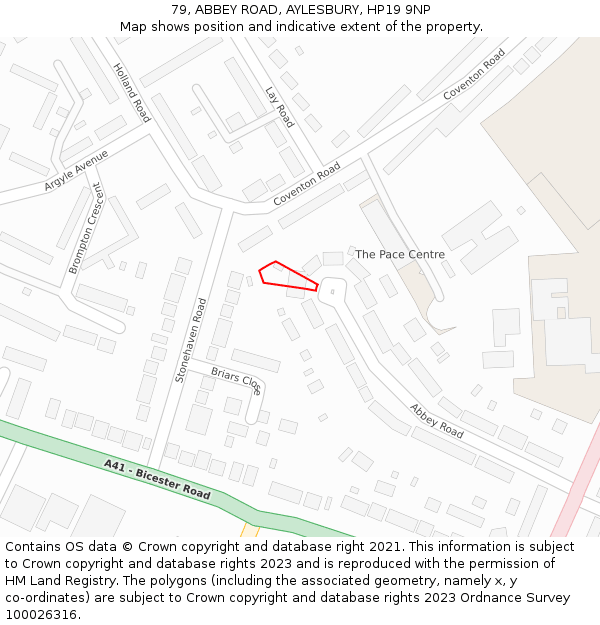 79, ABBEY ROAD, AYLESBURY, HP19 9NP: Location map and indicative extent of plot