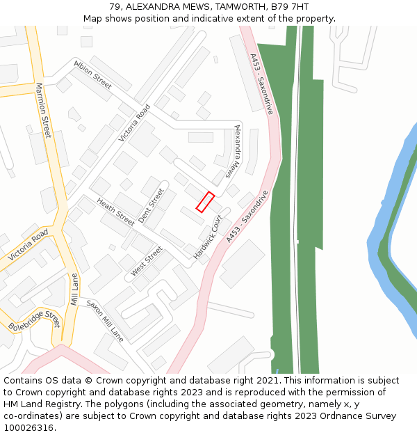 79, ALEXANDRA MEWS, TAMWORTH, B79 7HT: Location map and indicative extent of plot
