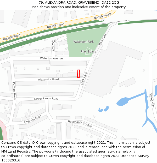 79, ALEXANDRA ROAD, GRAVESEND, DA12 2QG: Location map and indicative extent of plot