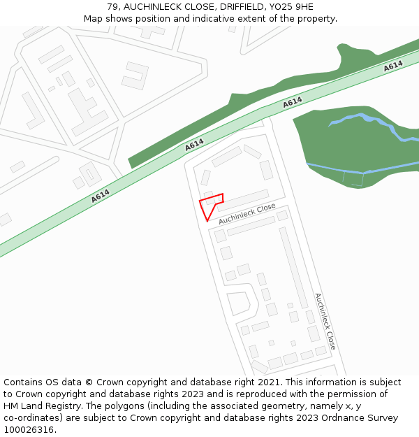 79, AUCHINLECK CLOSE, DRIFFIELD, YO25 9HE: Location map and indicative extent of plot