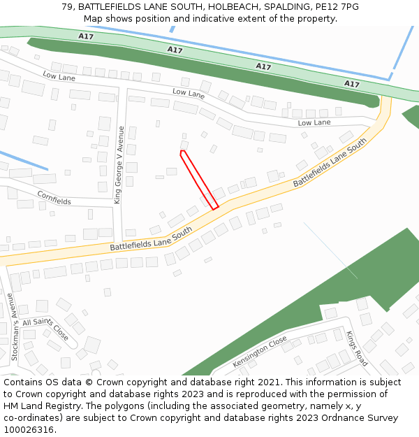 79, BATTLEFIELDS LANE SOUTH, HOLBEACH, SPALDING, PE12 7PG: Location map and indicative extent of plot