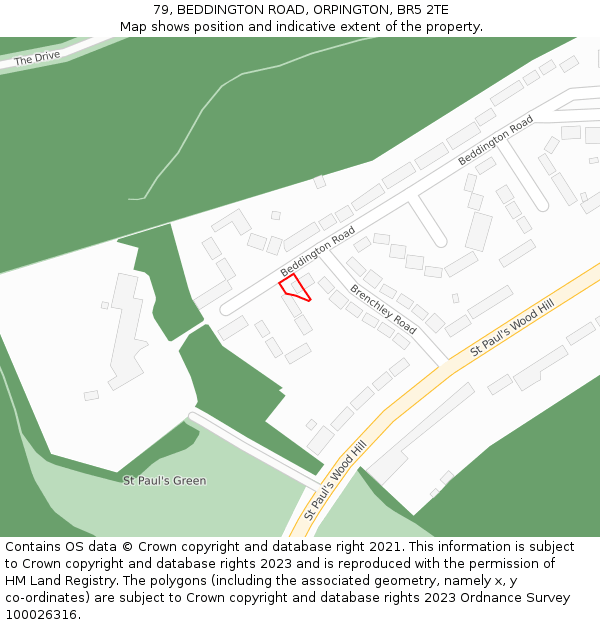 79, BEDDINGTON ROAD, ORPINGTON, BR5 2TE: Location map and indicative extent of plot