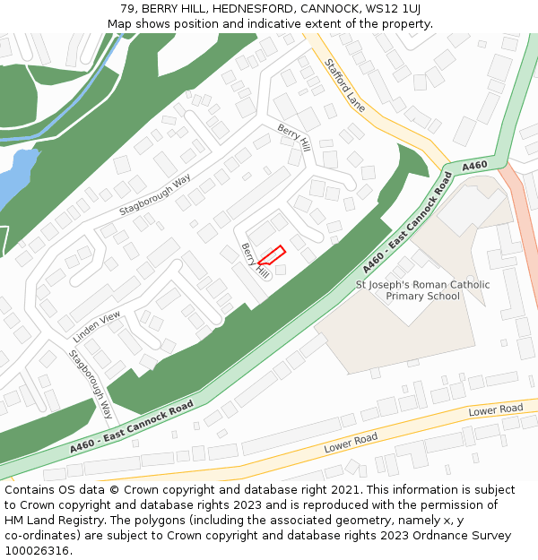 79, BERRY HILL, HEDNESFORD, CANNOCK, WS12 1UJ: Location map and indicative extent of plot