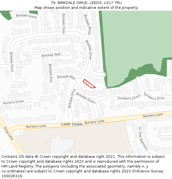 79, BIRKDALE DRIVE, LEEDS, LS17 7RU: Location map and indicative extent of plot