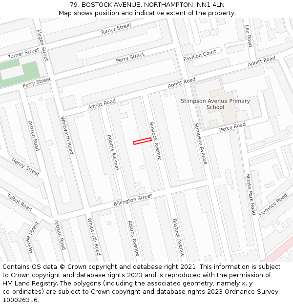 79, BOSTOCK AVENUE, NORTHAMPTON, NN1 4LN: Location map and indicative extent of plot