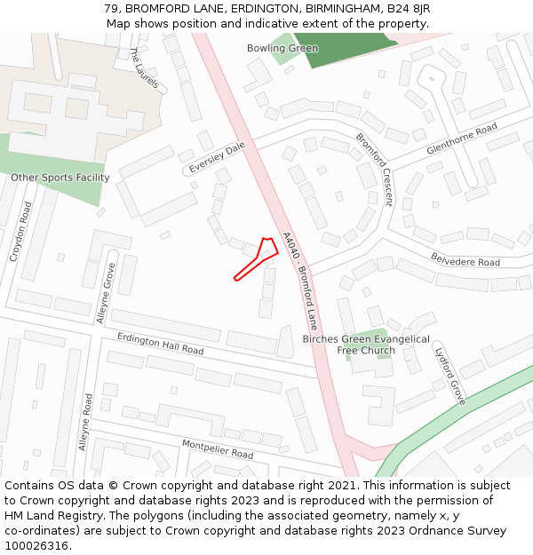 79, BROMFORD LANE, ERDINGTON, BIRMINGHAM, B24 8JR: Location map and indicative extent of plot