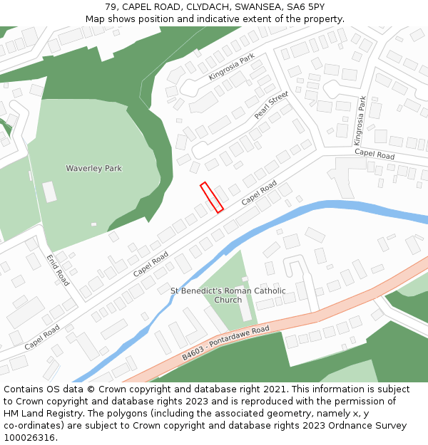 79, CAPEL ROAD, CLYDACH, SWANSEA, SA6 5PY: Location map and indicative extent of plot