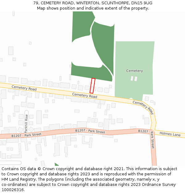 79, CEMETERY ROAD, WINTERTON, SCUNTHORPE, DN15 9UG: Location map and indicative extent of plot