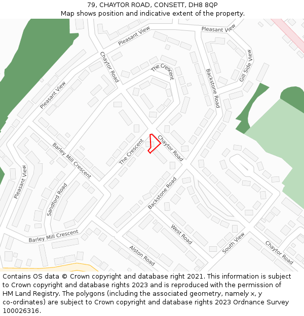 79, CHAYTOR ROAD, CONSETT, DH8 8QP: Location map and indicative extent of plot