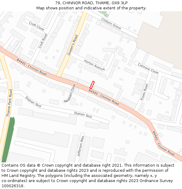 79, CHINNOR ROAD, THAME, OX9 3LP: Location map and indicative extent of plot