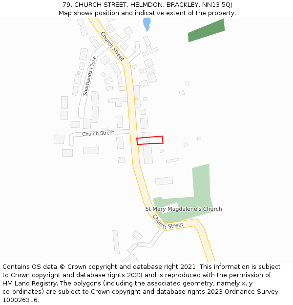 79, CHURCH STREET, HELMDON, BRACKLEY, NN13 5QJ: Location map and indicative extent of plot