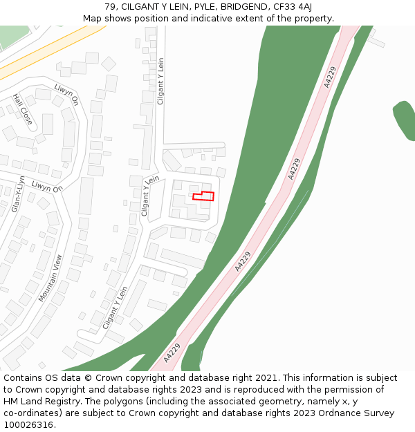 79, CILGANT Y LEIN, PYLE, BRIDGEND, CF33 4AJ: Location map and indicative extent of plot