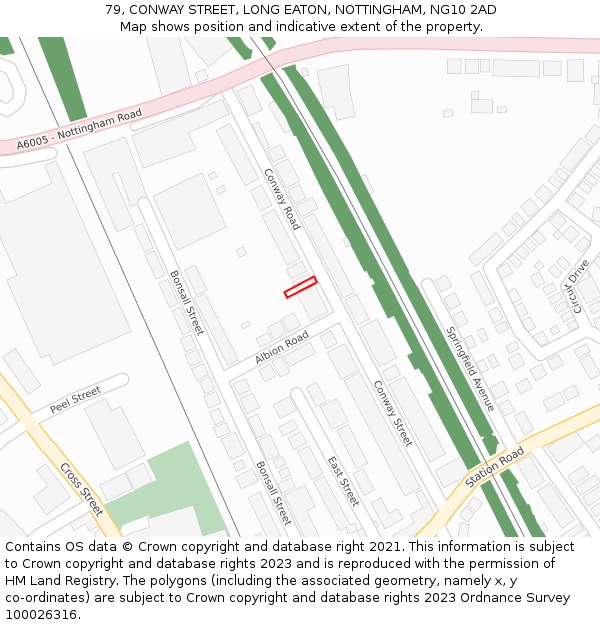 79, CONWAY STREET, LONG EATON, NOTTINGHAM, NG10 2AD: Location map and indicative extent of plot