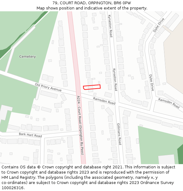 79, COURT ROAD, ORPINGTON, BR6 0PW: Location map and indicative extent of plot