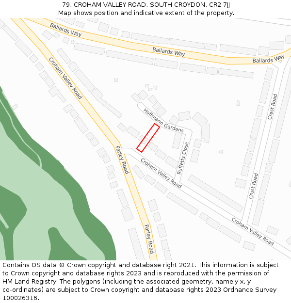 79, CROHAM VALLEY ROAD, SOUTH CROYDON, CR2 7JJ: Location map and indicative extent of plot