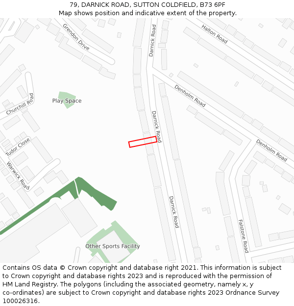 79, DARNICK ROAD, SUTTON COLDFIELD, B73 6PF: Location map and indicative extent of plot