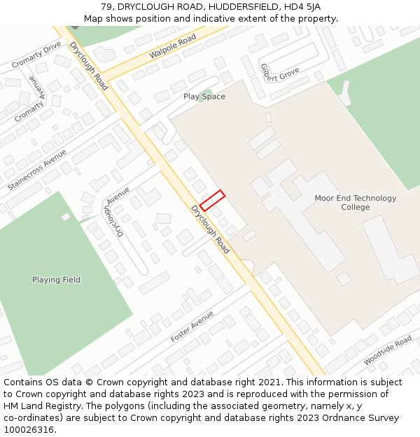 79, DRYCLOUGH ROAD, HUDDERSFIELD, HD4 5JA: Location map and indicative extent of plot