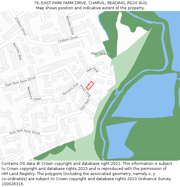 79, EAST PARK FARM DRIVE, CHARVIL, READING, RG10 9UQ: Location map and indicative extent of plot