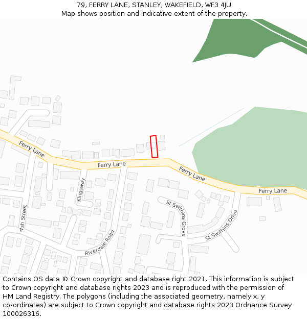 79, FERRY LANE, STANLEY, WAKEFIELD, WF3 4JU: Location map and indicative extent of plot