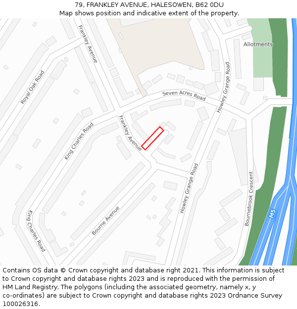 79, FRANKLEY AVENUE, HALESOWEN, B62 0DU: Location map and indicative extent of plot