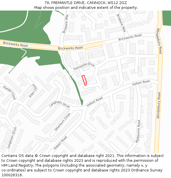 79, FREMANTLE DRIVE, CANNOCK, WS12 2GZ: Location map and indicative extent of plot