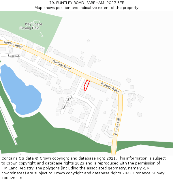 79, FUNTLEY ROAD, FAREHAM, PO17 5EB: Location map and indicative extent of plot