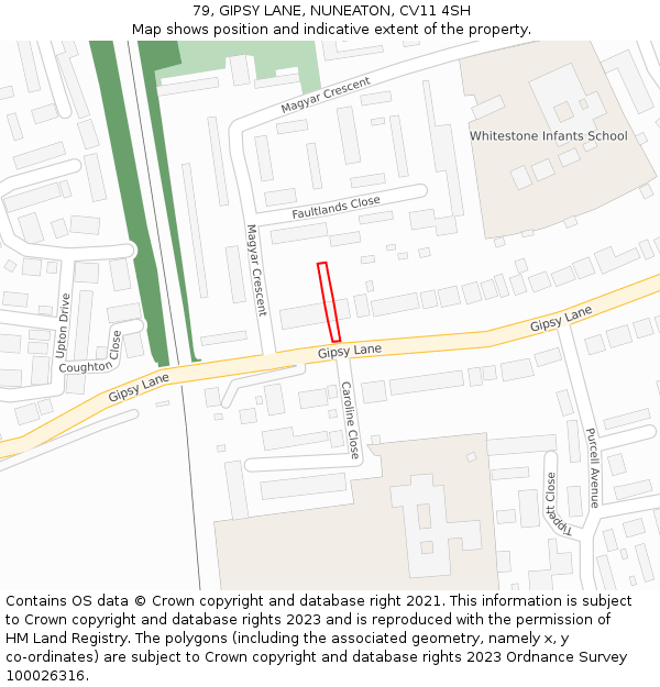79, GIPSY LANE, NUNEATON, CV11 4SH: Location map and indicative extent of plot