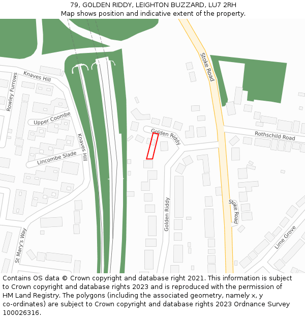 79, GOLDEN RIDDY, LEIGHTON BUZZARD, LU7 2RH: Location map and indicative extent of plot