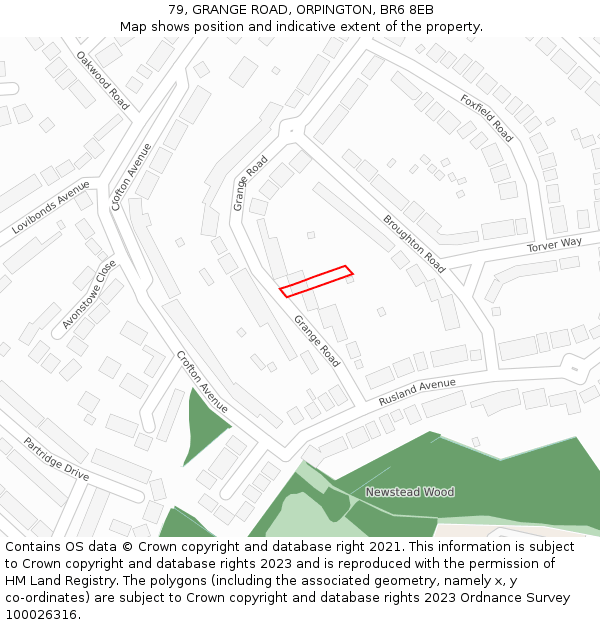 79, GRANGE ROAD, ORPINGTON, BR6 8EB: Location map and indicative extent of plot