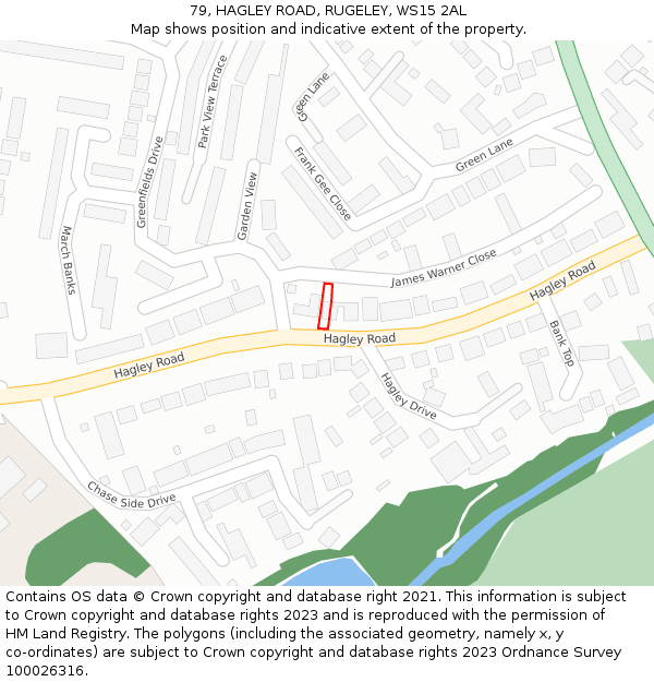 79, HAGLEY ROAD, RUGELEY, WS15 2AL: Location map and indicative extent of plot