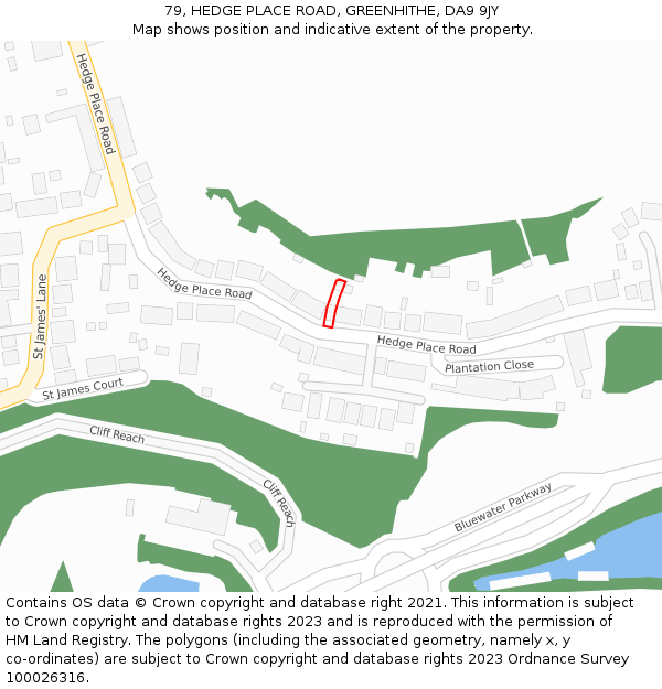 79, HEDGE PLACE ROAD, GREENHITHE, DA9 9JY: Location map and indicative extent of plot