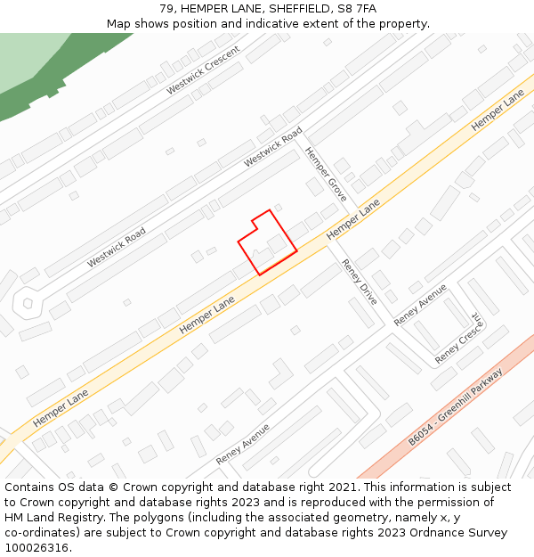 79, HEMPER LANE, SHEFFIELD, S8 7FA: Location map and indicative extent of plot