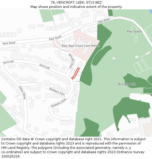 79, HENCROFT, LEEK, ST13 8EZ: Location map and indicative extent of plot